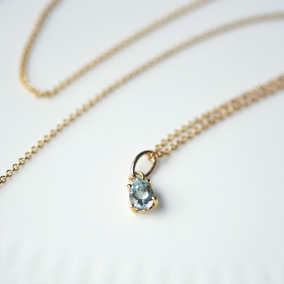 14KGF 40cm Necklace with Aquamarine 第8張的照片