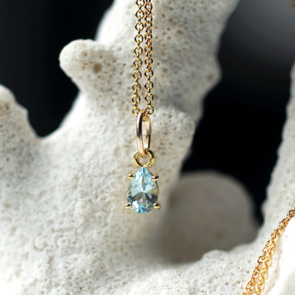 14KGF 40cm Necklace with Aquamarine 第7張的照片