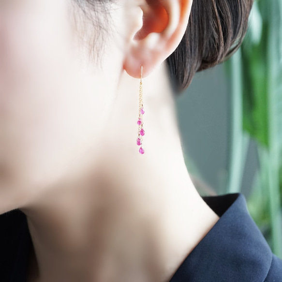 K18 Pierced earring with Ruby 第2張的照片