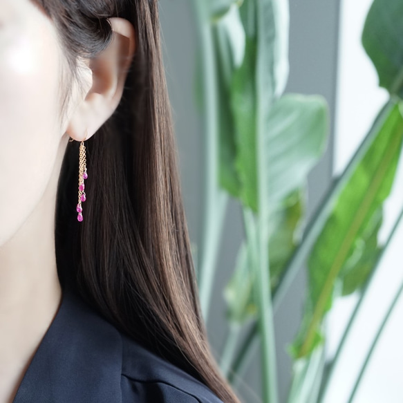 K18 Pierced earring with Ruby 第7張的照片