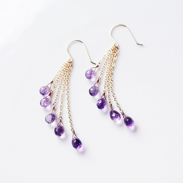 K18 Pierced earring with Amethyst 第1張的照片