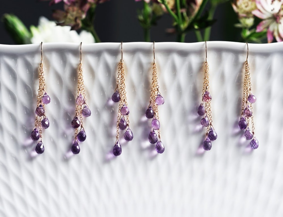 K18 Pierced earring with Amethyst 第4張的照片