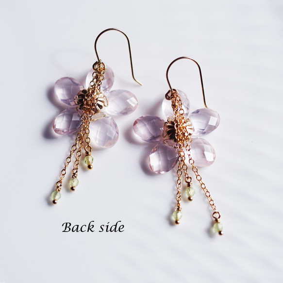 K10/K18 Pierced earring with Rose quartz 第7張的照片