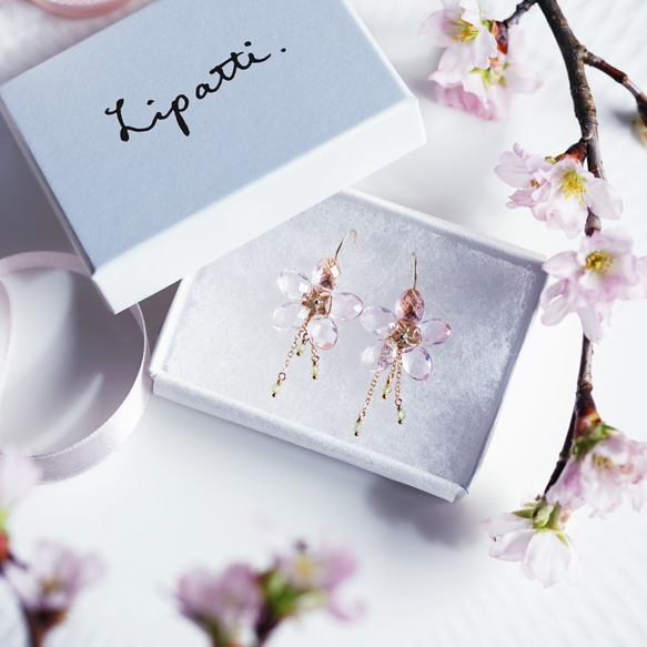 K10/K18 Pierced earring with Rose quartz 第9張的照片