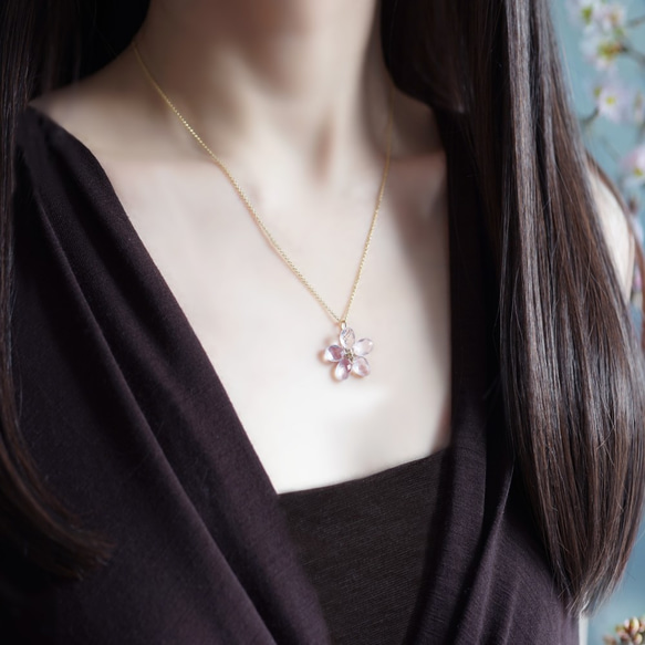 14KGF 45cm Necklace with Rose quartz 第3張的照片