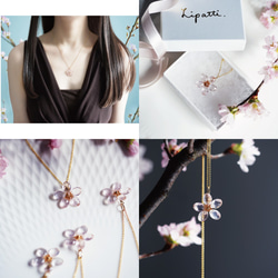 ☆ローズクォーツの花びらによる桜の45cmネックレス　～Cherry blossom 4枚目の画像