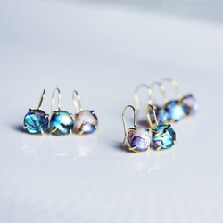 Silver925 K18gold coating pierced earring with abalone shell 第5張的照片
