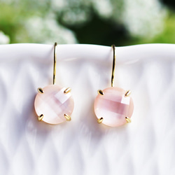 Silver925 K18gold coating pierced earring with Pink shell 第1張的照片