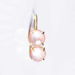 Silver925 K18gold coating pierced earring with Pink shell 第5張的照片