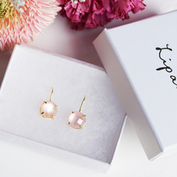 Silver925 K18gold coating pierced earring with Pink shell 第8張的照片