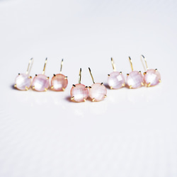 Silver925 K18gold coating pierced earring with Pink shell 第9張的照片