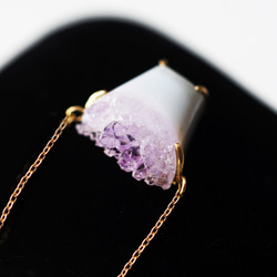 K18 50cm Necklace with Amethyst on Agate 第2張的照片