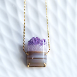 K18 50cm Necklace with Amethyst on Agate 第7張的照片