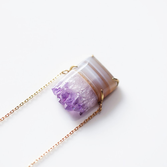 K18 50cm Necklace with Amethyst on Agate 第8張的照片