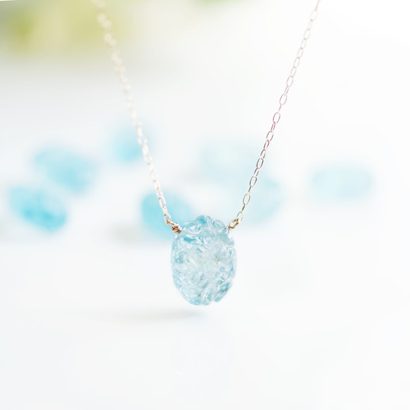 K10 40cm Necklace with Aquamarine 第2張的照片