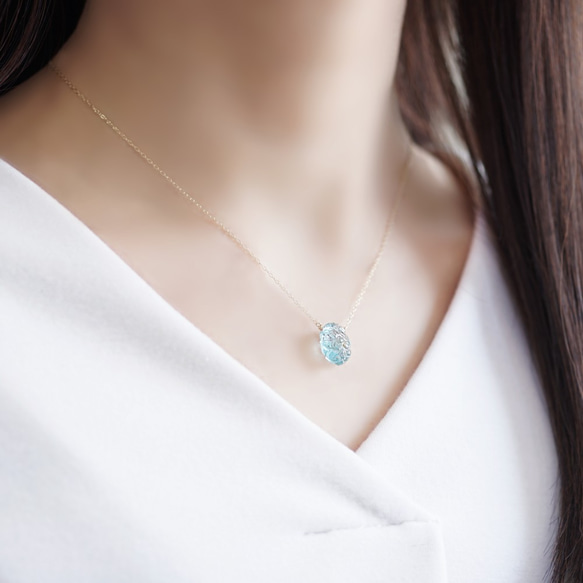 K10 40cm Necklace with Aquamarine 第3張的照片