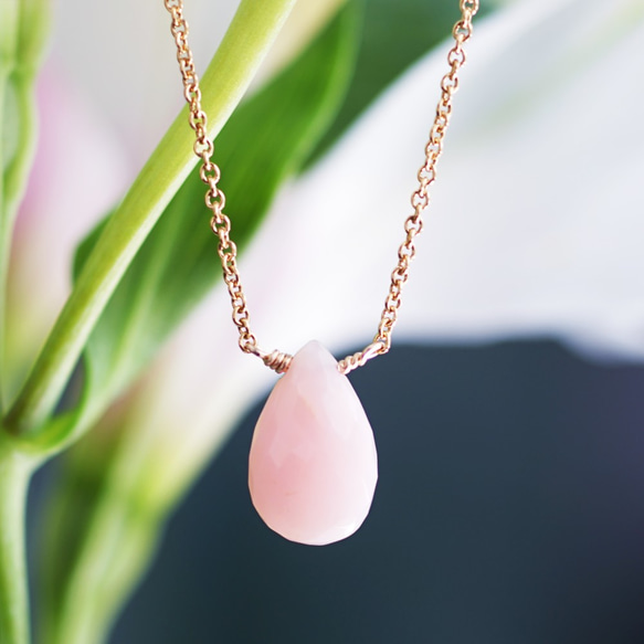 14KGF 40cm Necklace with Pink opal. 第1張的照片