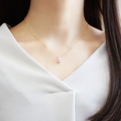 14KGF 40cm Necklace with Pink opal. 第3張的照片