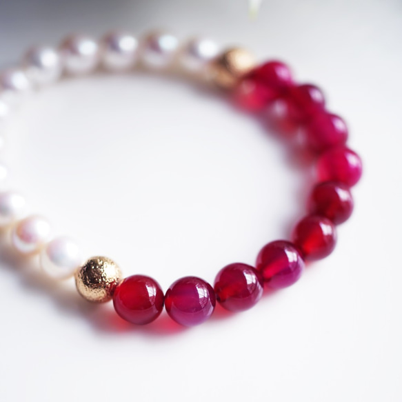 Fresh water pearl and fuchsia pink chalcedony 第8張的照片