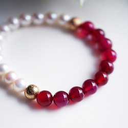 Fresh water pearl and fuchsia pink chalcedony 第10張的照片