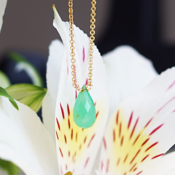 14KGF 40cm Necklace with Chrysoprase. 第7張的照片
