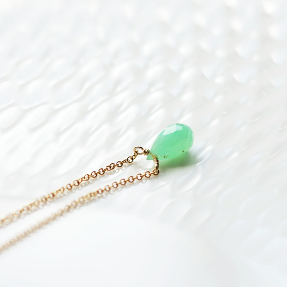 14KGF 40cm Necklace with Chrysoprase. 第9張的照片