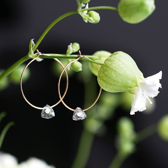 14KGF pierced earring with crystal 第1張的照片