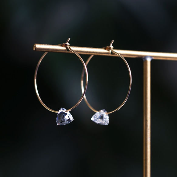 14KGF pierced earring with crystal 第6張的照片