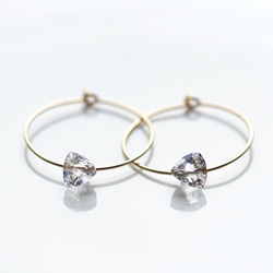 14KGF pierced earring with crystal 第9張的照片