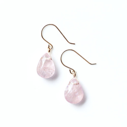 K18 pierced earring with pink aquamarine/morganite 第1張的照片