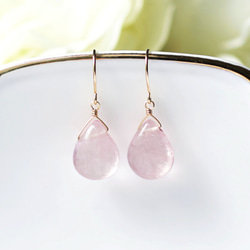 K18 pierced earring with pink aquamarine/morganite 第6張的照片