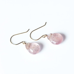 K18 pierced earring with pink aquamarine/morganite 第7張的照片