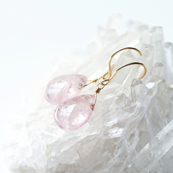 K18 pierced earring with pink aquamarine/morganite 第8張的照片