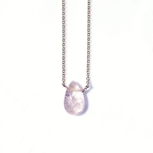 14KGF 40cm necklace with pink aquamarine/morganite 第2張的照片