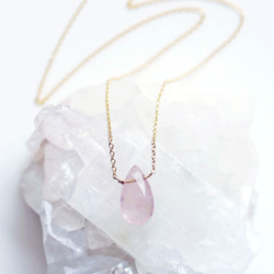 14KGF 40cm necklace with pink aquamarine/morganite 第3張的照片