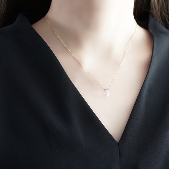 14KGF 40cm necklace with pink aquamarine/morganite 第4張的照片