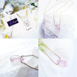 14KGF 40cm necklace with pink aquamarine/morganite 第5張的照片