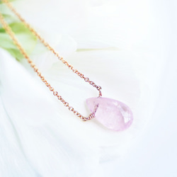 14KGF 40cm necklace with pink aquamarine/morganite 第8張的照片