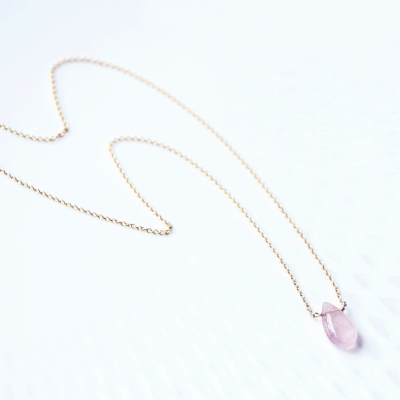 14KGF 40cm necklace with pink aquamarine/morganite 第9張的照片