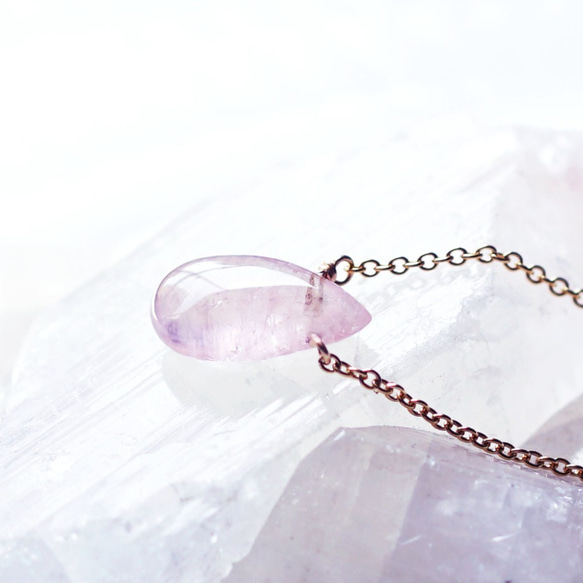 14KGF 40cm necklace with pink aquamarine/morganite 第10張的照片