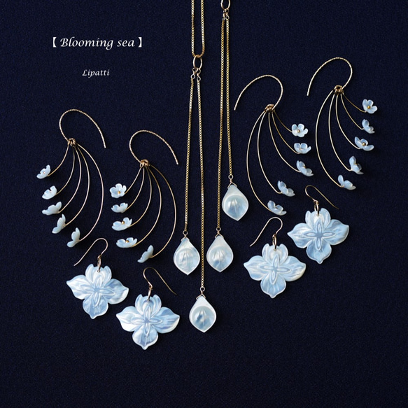 14KGF pierced earring with white shell. 第5張的照片
