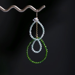 14KGF Pierced earring with Green quartz 第6張的照片