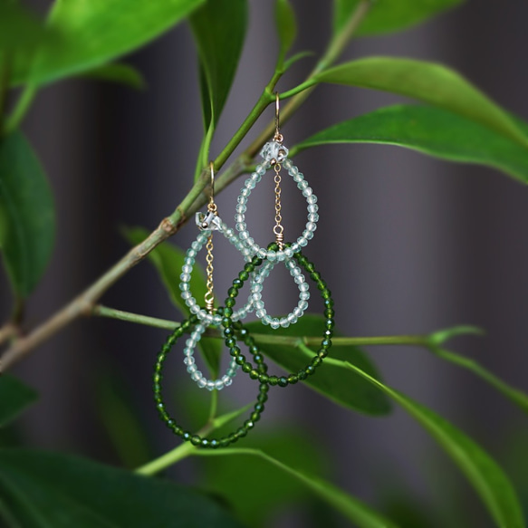 14KGF Pierced earring with Green quartz 第8張的照片