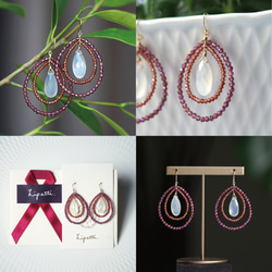 14KGF Pierced earring with Garnet 第4張的照片