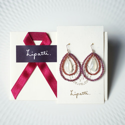 14KGF Pierced earring with Garnet 第10張的照片