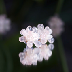 ☆ローズクォーツによる蓮の花のピアス　～Lotus flower 1枚目の画像