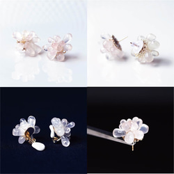 Lotus flower 14KGF pierced earring with Rose quartz 第2張的照片