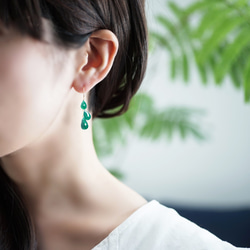 14KGF Pierced earring with green onyx 第3張的照片