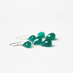 14KGF Pierced earring with green onyx 第7張的照片