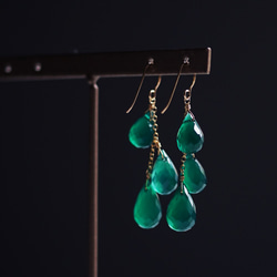 14KGF Pierced earring with green onyx 第9張的照片